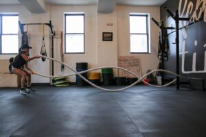 Photo Strength training with resistance bands
